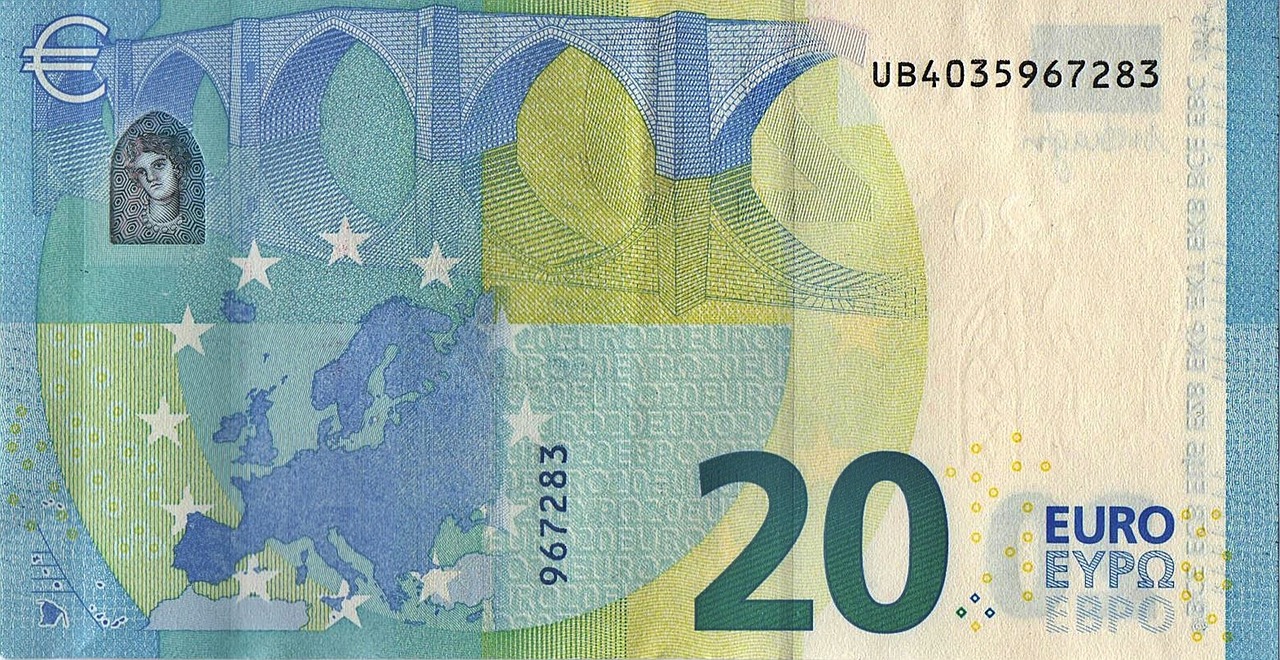 Banconota da 20 euro con firma Duisenberg, simbolo di valore collezionistico.
